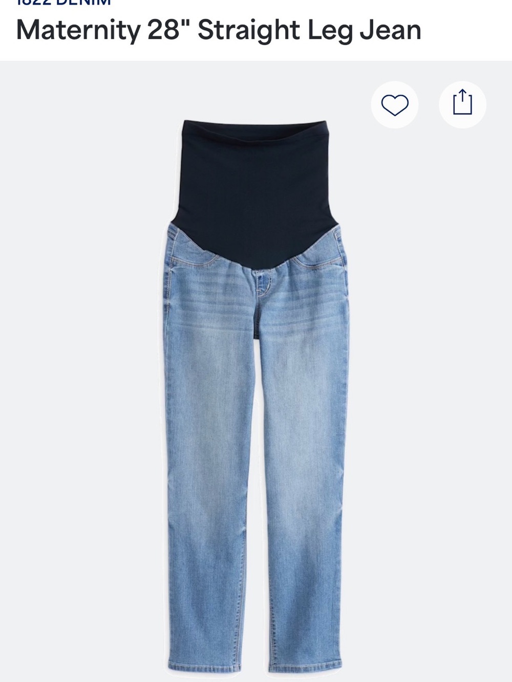 1822 Denim Maternity Straight Leg Jeans in Light Blue with Black Panel
